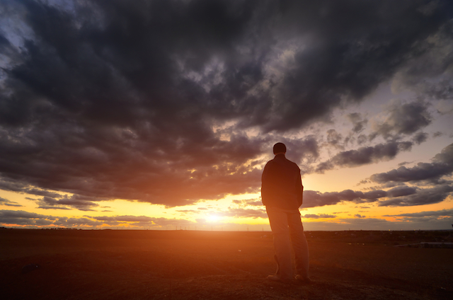 Man at sunset