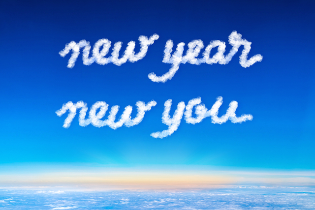 inspiration quote,New year new your cloud text on blue sky and sun rise at morning time,Motivational typographic.