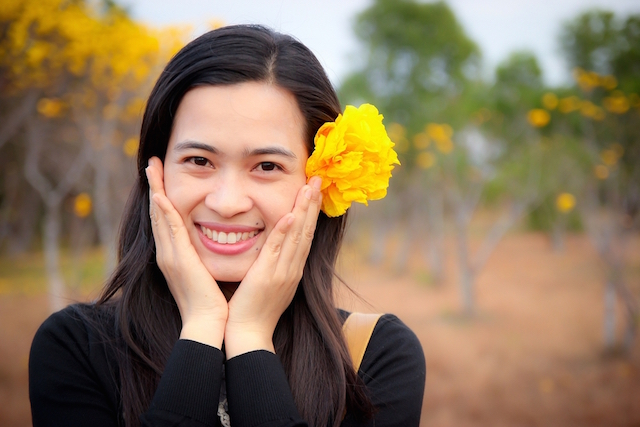Happy woman smiling