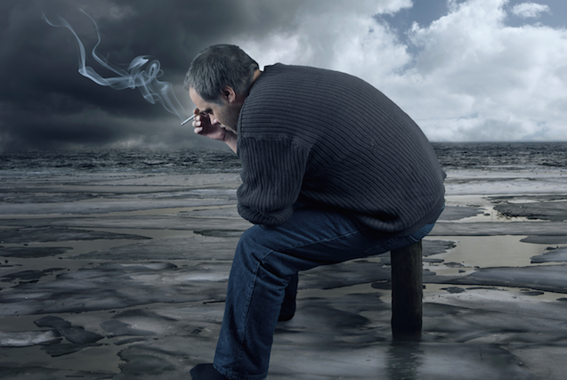Sad Man Smoking