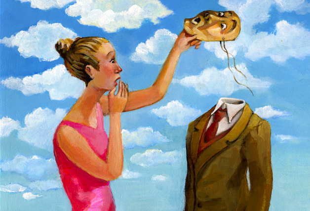 Woman Taking Off a Man's Mask