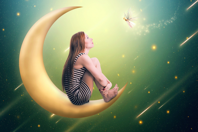 Stargazing woman