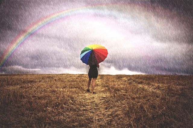 Colorful Umbrella in the Rain