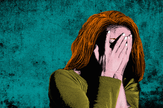 Woman Hiding Face