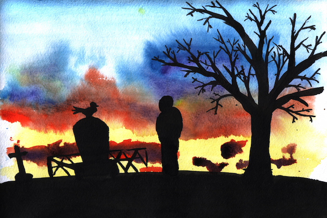 Man at the cemetary