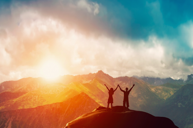 Couple on a mountain