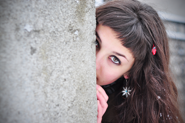 Woman hiding