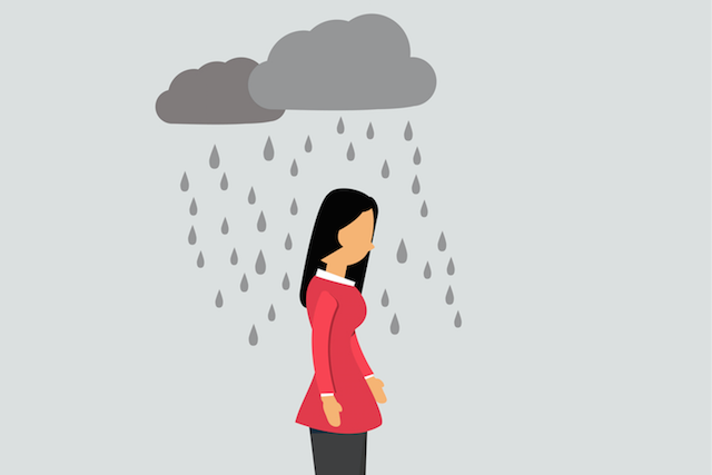 Woman with dark cloud