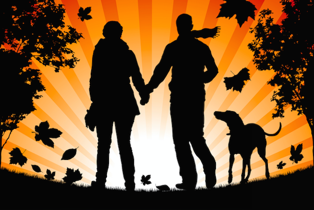 Couple with dog