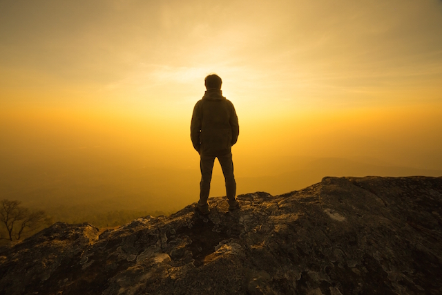 Man watching the sunset