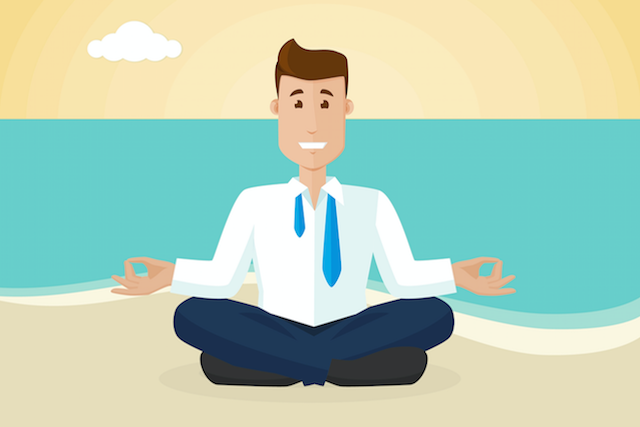 Meditating on a beach