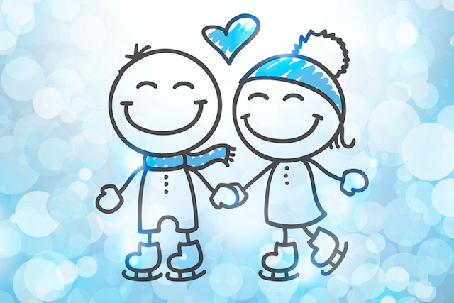 Couple ice skating
