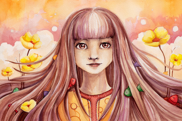 Girl with flowers