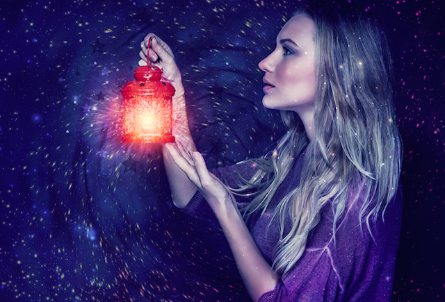 Woman with lantern