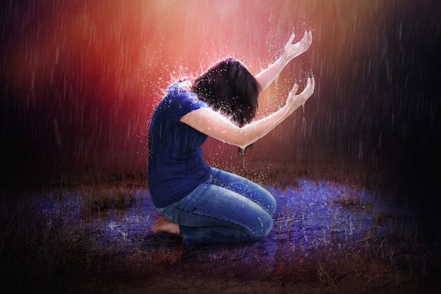 Woman in a Storm