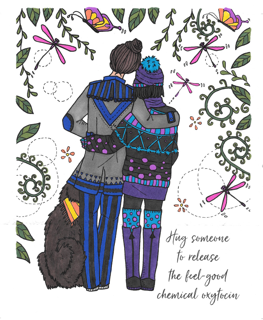 Hugging Coloring Page from Tiny Buddha’s Worry Journal