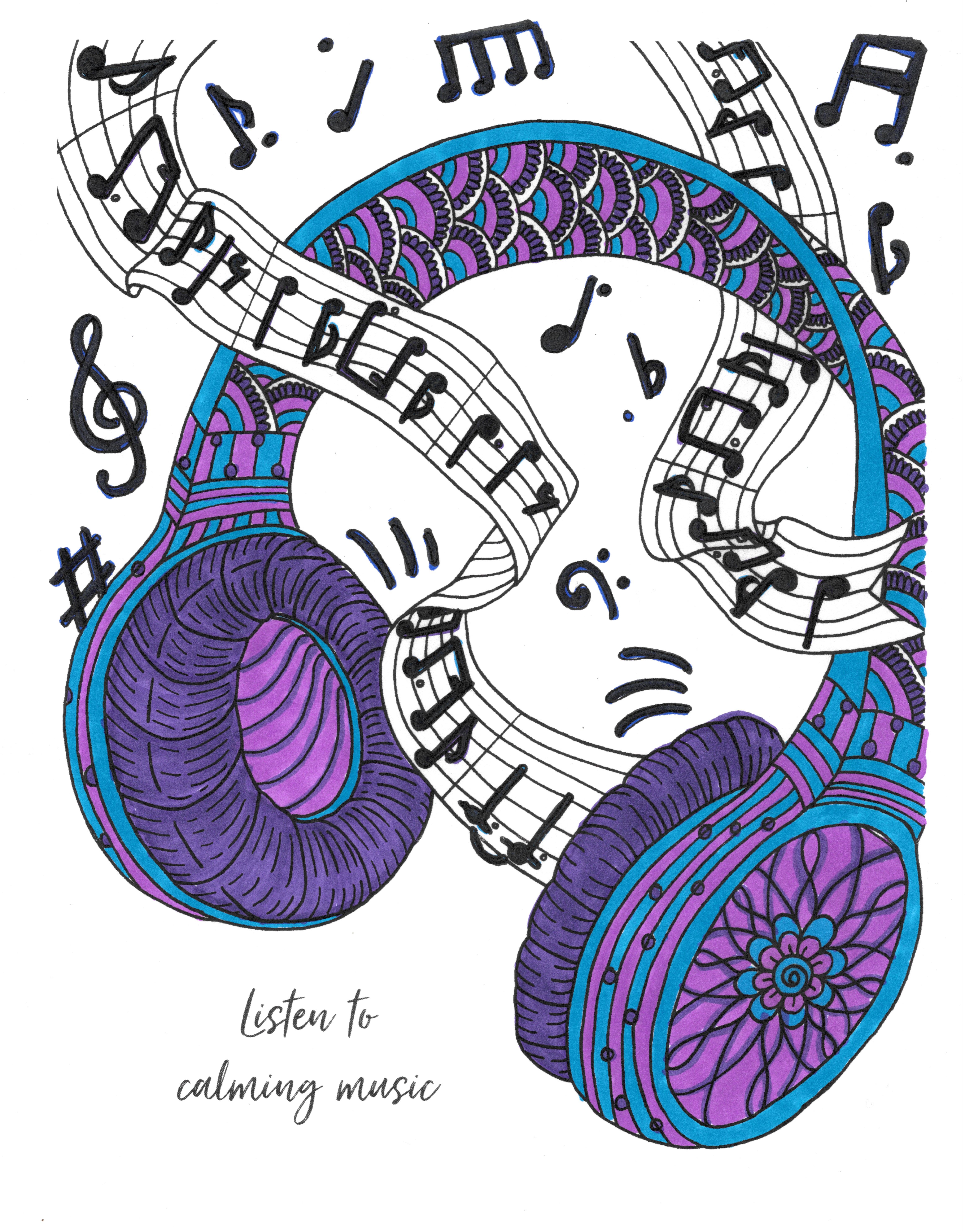 Music Coloring Page from Tiny Buddha’s Worry Journal