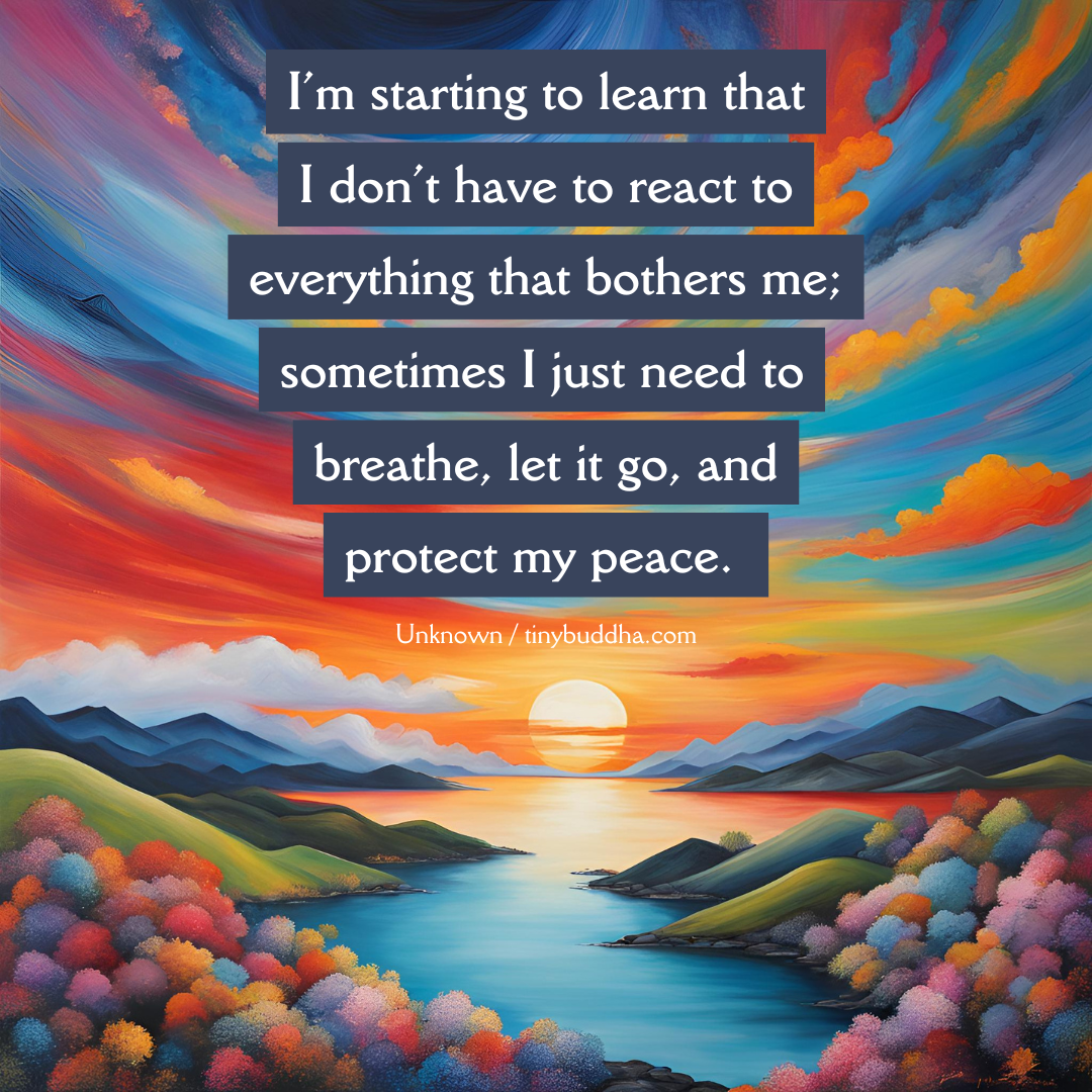 I Don’t Have to React to Everything That Bothers Me